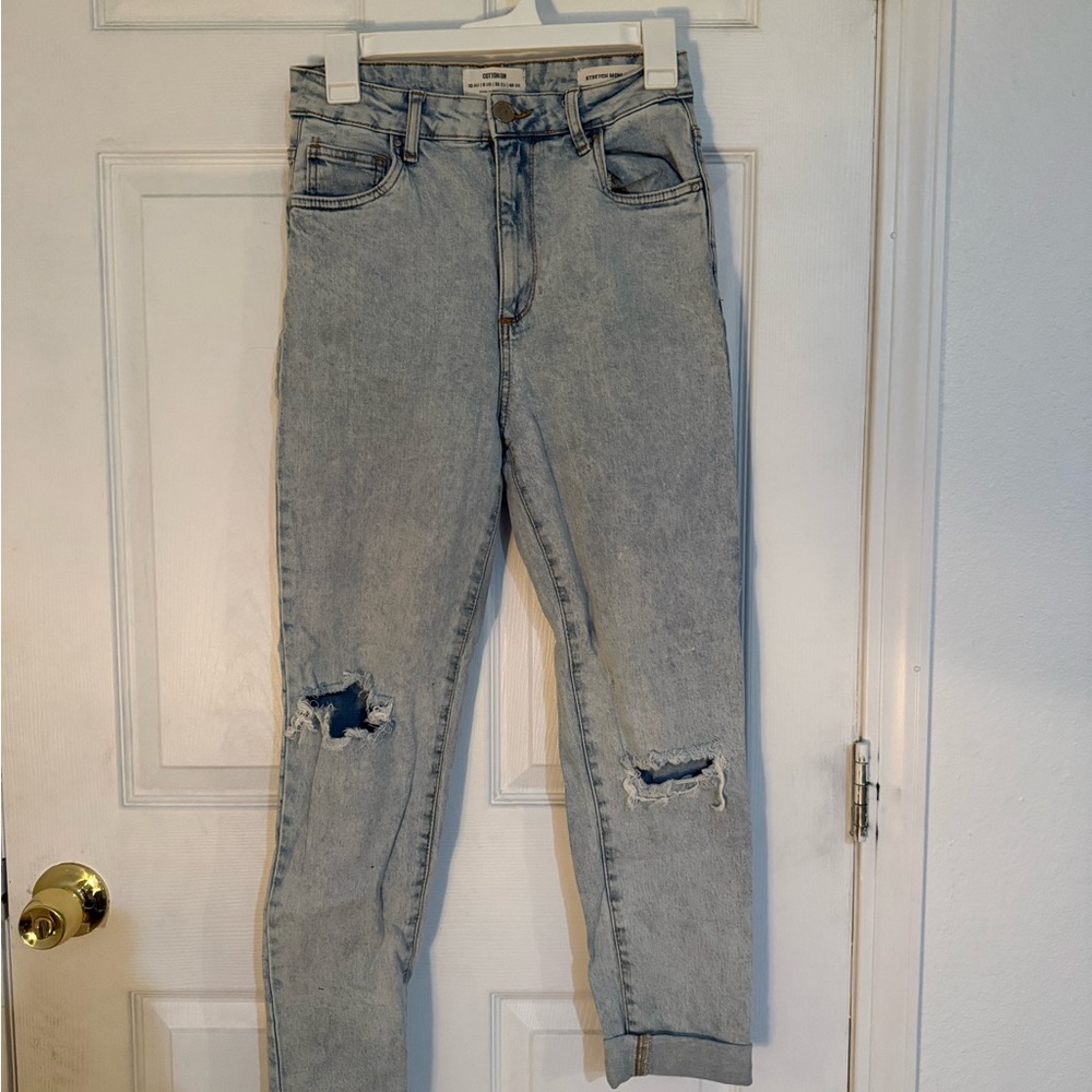 Cotton On Stretch Mom Jeans in Light Blue